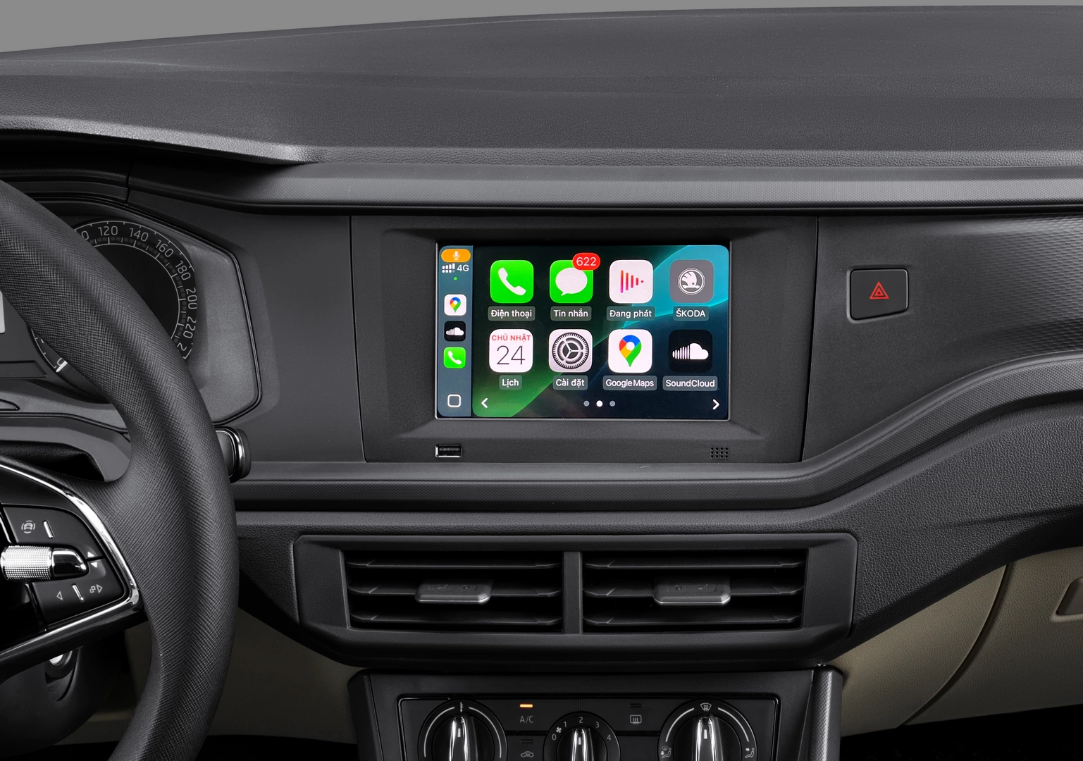 Màn hình thông tin giải trí 7 inch tích hợp Apple Carplay và Android Auto có dây